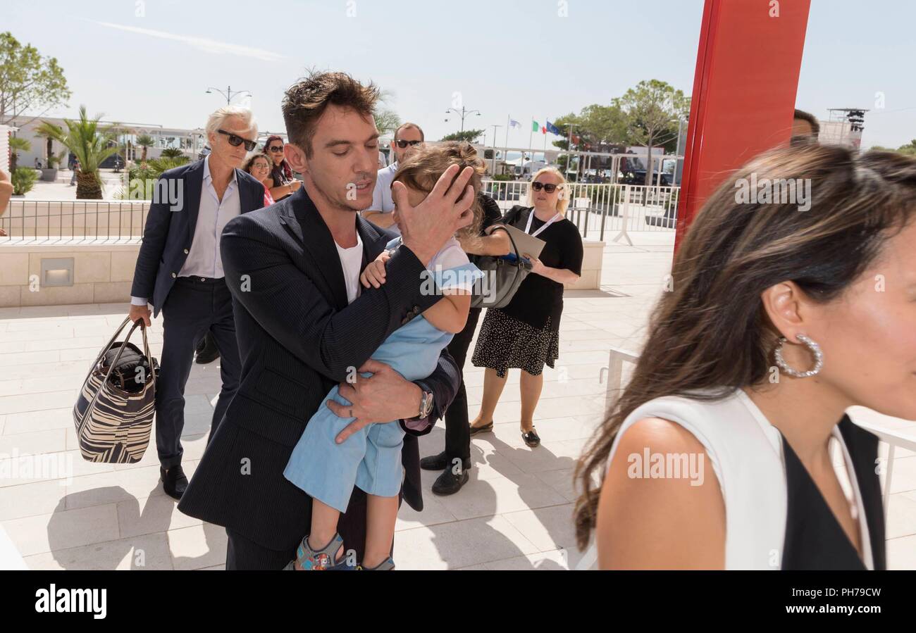 Jonathan Rhys Meyers and Mara Lane arrive at the photo call of 'The Aspern Papers' during the 75nd Venice Film Festival at Palazzo del Casino in Venice, Italy, on 30 August 2018. | usage worldwide Stock Photo