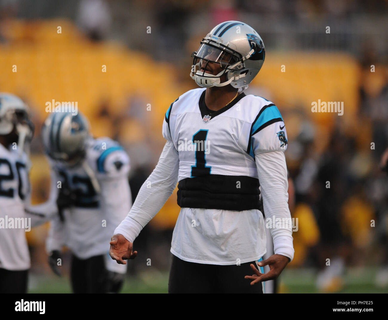 Pittsburgh, USA. 30th Aug 2018. August 30th, 2018: Panthers #64 Dorian  Johnson during the Pittsburgh Steelers vs Carolina Panthers game at Heinz  Field in Pittsburgh, PA. Jason Pohuski/CSM Credit: Cal Sport Media/Alamy