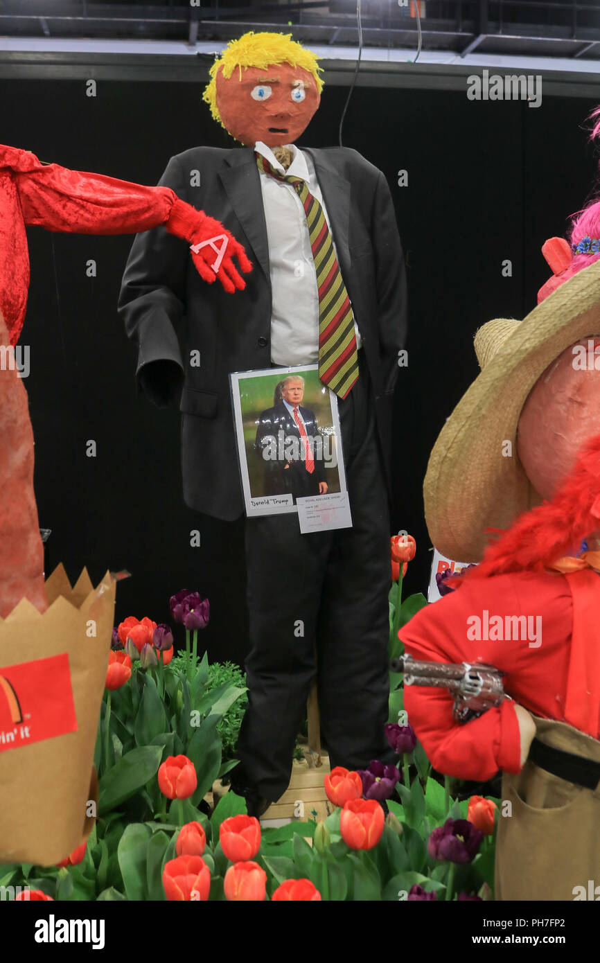 Adelaide Australia.31 August 2018.  A scaecrow effigy of Donald Trump at The Royal Adelaide Show  the annual agricultural event run by the Royal Agricultural and Horticultural Society of South Australia  opens at the showgrounds from 31 August-9 September showcasing  local produce, cookery competitions, animals, rides, food and  entertainment and judging livestock Credit: amer ghazzal/Alamy Live News Stock Photo
