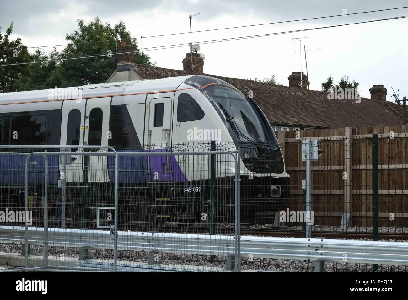 London 31st August 2018. A Elizabeth line train, part of the crossrail project sits in a siding at Abbeywood train station as a spokesman for crossrail said it will miss its December 2018 opening date and services will not begin until autumn 2019 Credit: Claire Doherty/Alamy Live News Stock Photo