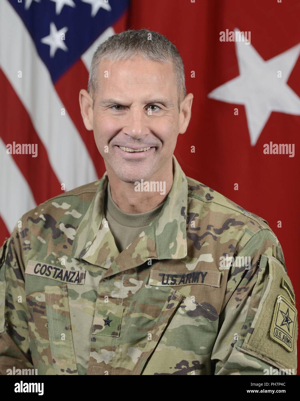 U.S. Army Brig. Gen. Charles Costanza, Director of Training, Army Headquarters G3/5/7,  poses for a command portrait in the Army portrait studio at the Pentagon in Arlington, Va., June 22, 2018. Stock Photo