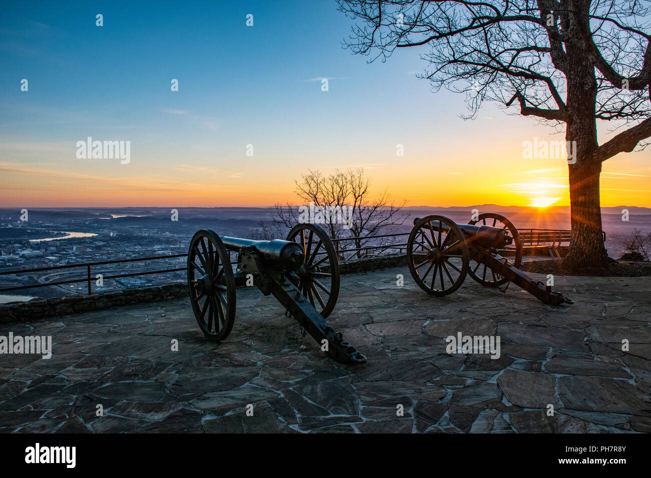 Point Park Civil War Cannons in Chattanooga Tennessee TN Stock Photo