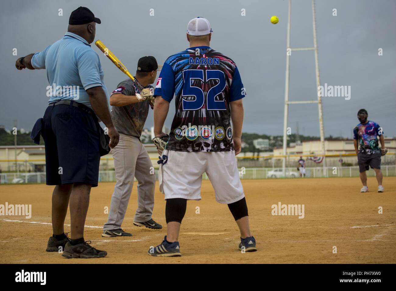 Camp Foster Okinawa Japan A Batter From Team Fire Birds Waits To Swing For The Ball June 30 During The Round Robin Portion Of The 18 Pacific Wide Firecracker Softball Tournament Aboard Camp Foster