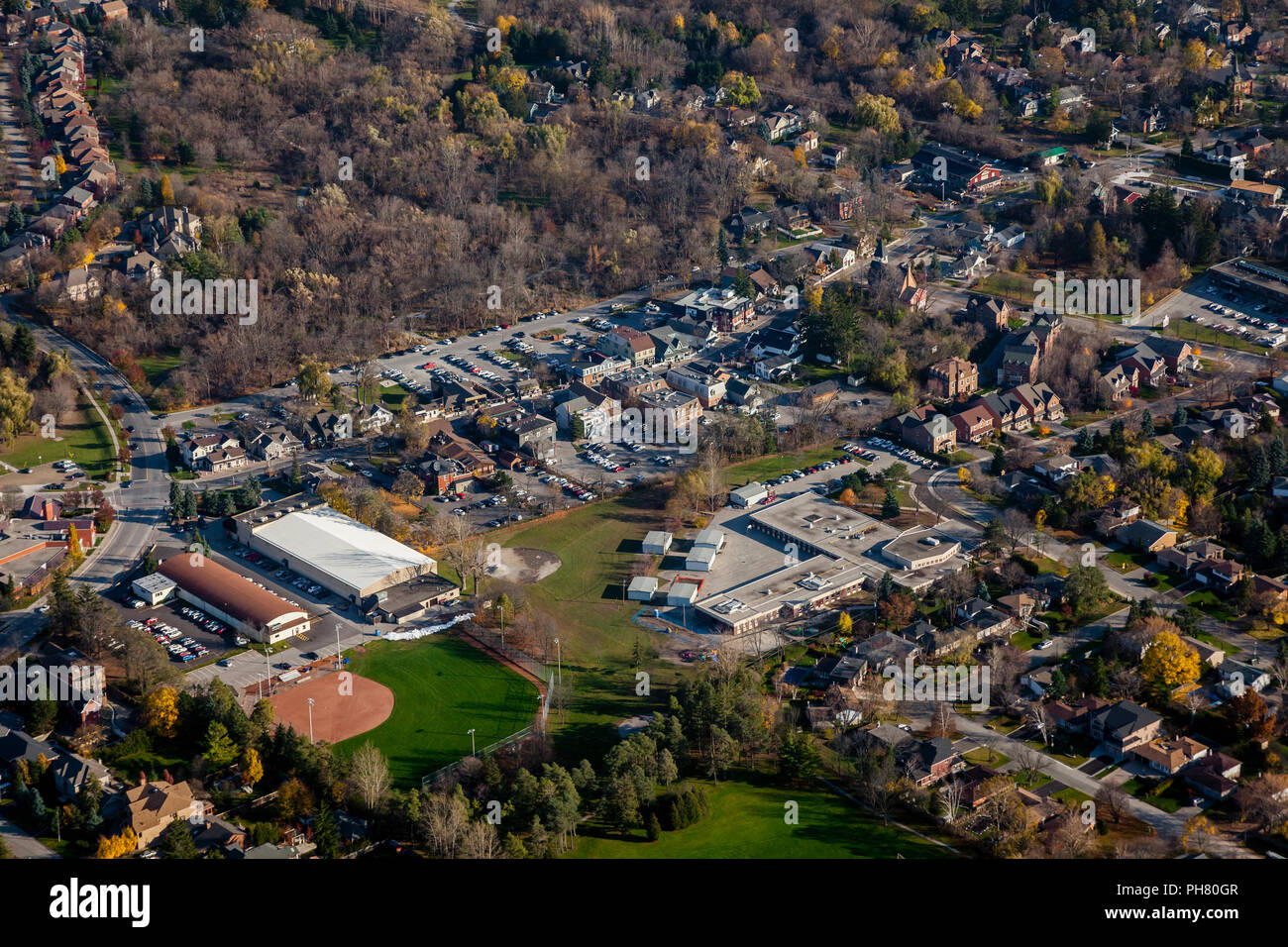 An aerial view of Main Street in the village of Unionville and surrounding area Stock Photo Alamy