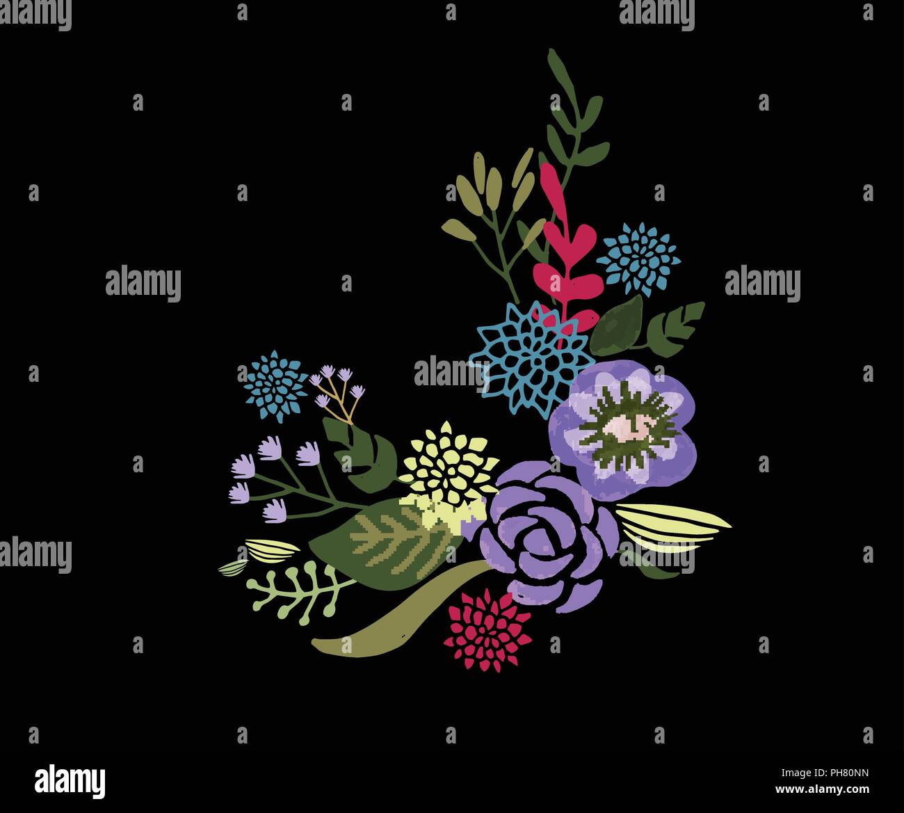 Set of floral bouquet isolated on white background Stock Vector Image ...