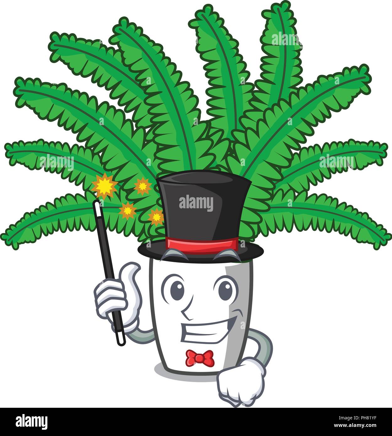 Fern Using Magic Magician fresh fern branch isolated on mascot vector illustration Stock ...