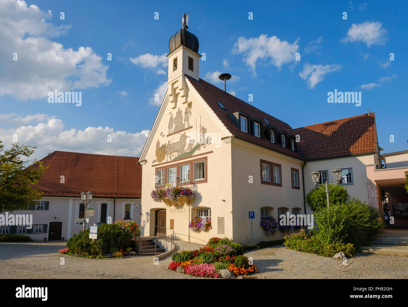 Town Hall, Bad Grönenbach, Unterallgäu, Allgäu, Swabia, Bavaria, Germany Stock Photo