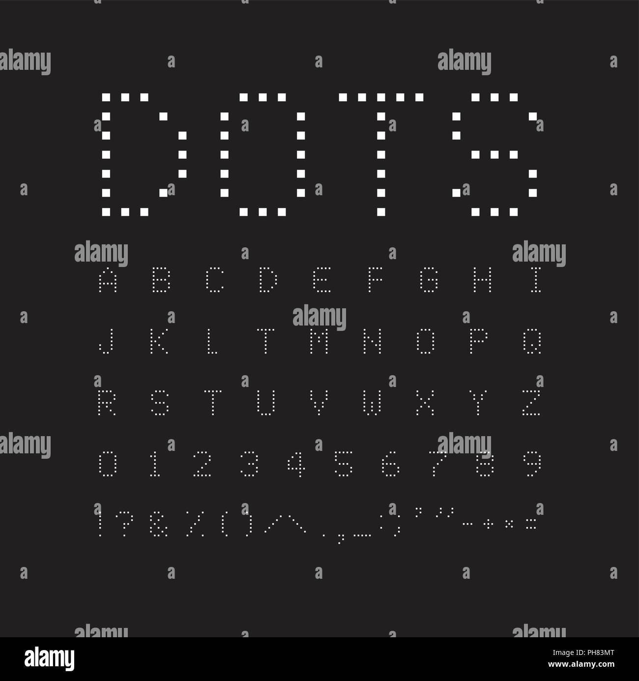 White square font on black background. Abstract geometric vector