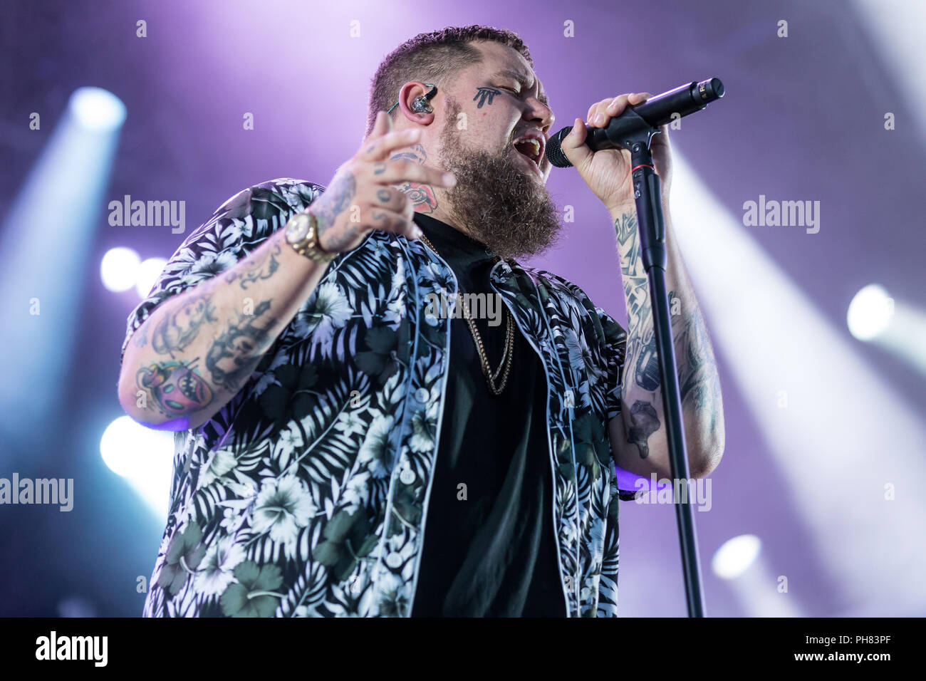 The British blues and soul singer Rag 'n' Bone Man live at the 28th Heitere Open Air in Zofingen, Aargau, Switzerland Stock Photo