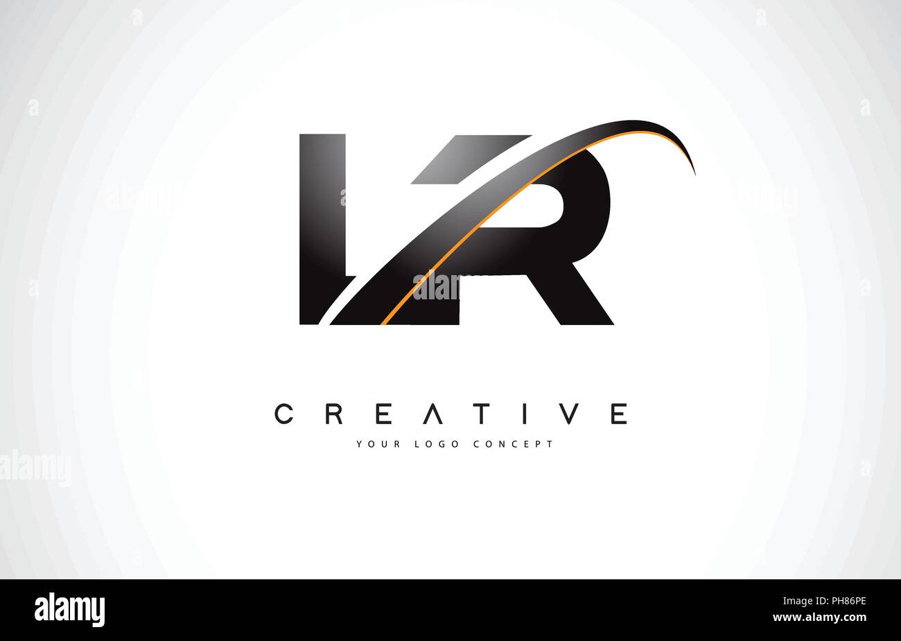 LR L R Swoosh Letter Logo Design with Modern Yellow Swoosh Curved Lines ...