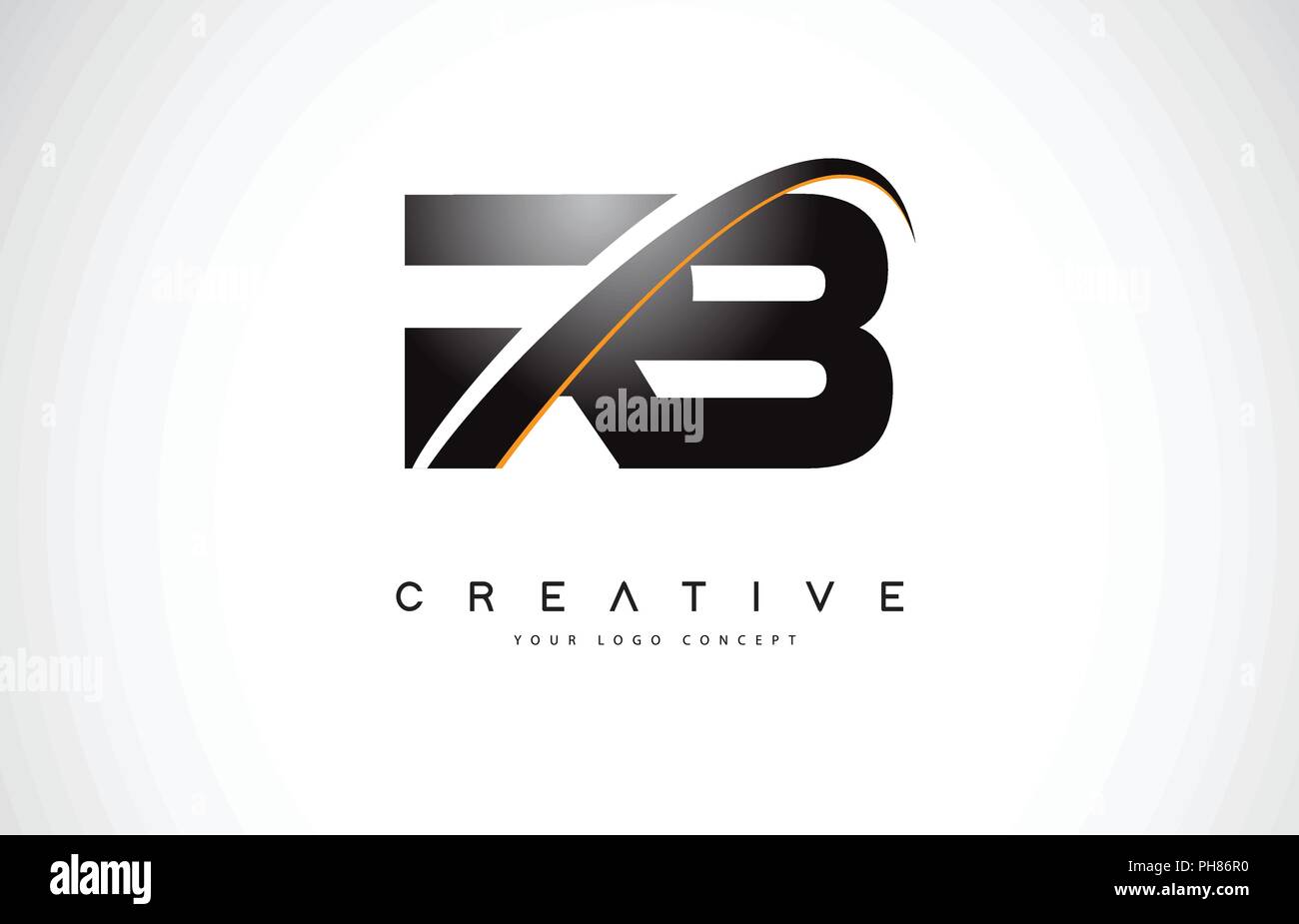 RB R B Swoosh Letter Logo Design with Modern Yellow Swoosh Curved Lines ...