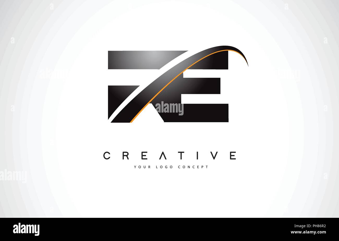 RE R E Swoosh Letter Logo Design with Modern Yellow Swoosh Curved Lines ...