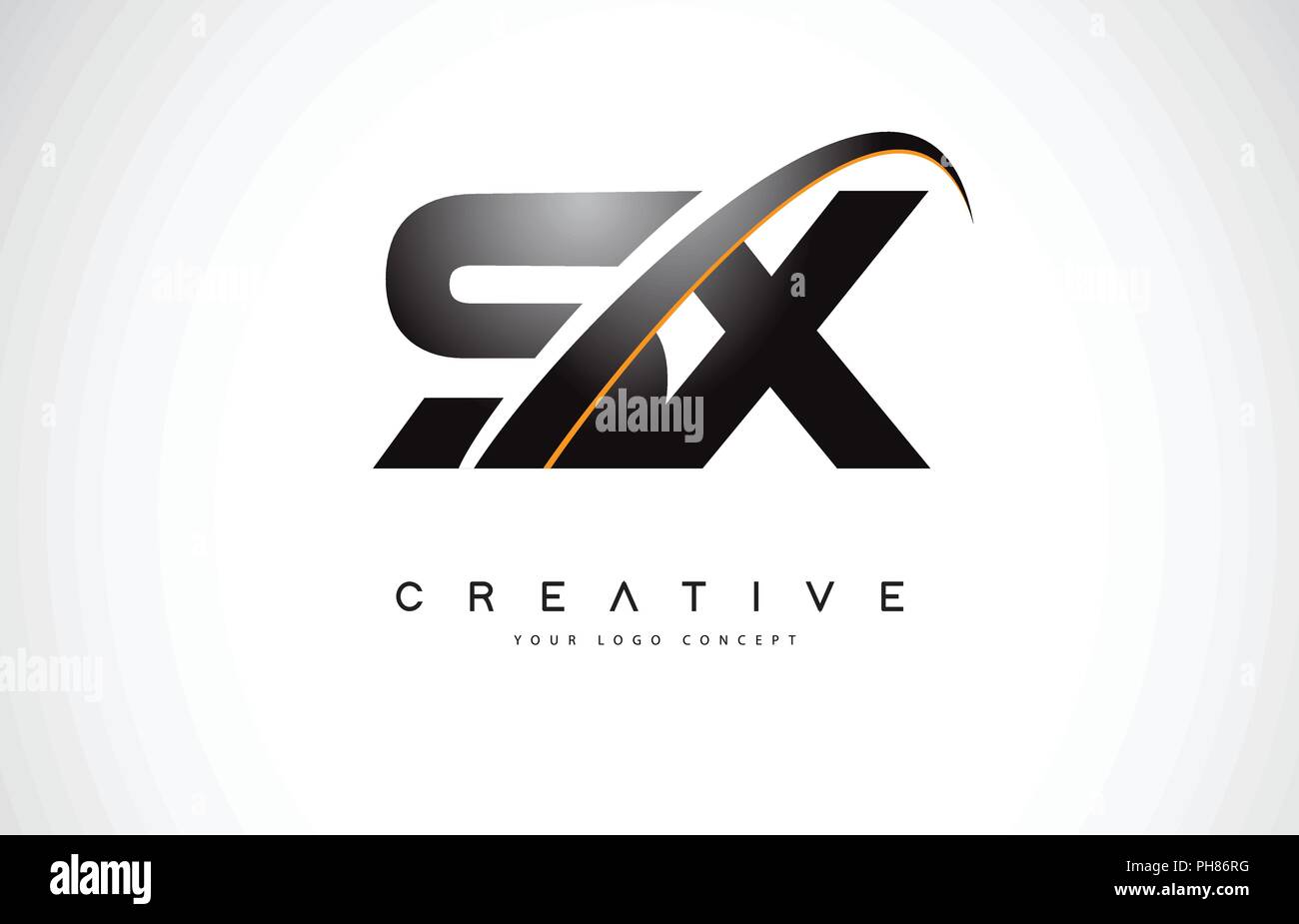 SX S X Swoosh Letter Logo Design with Modern Yellow Swoosh Curved Lines ...