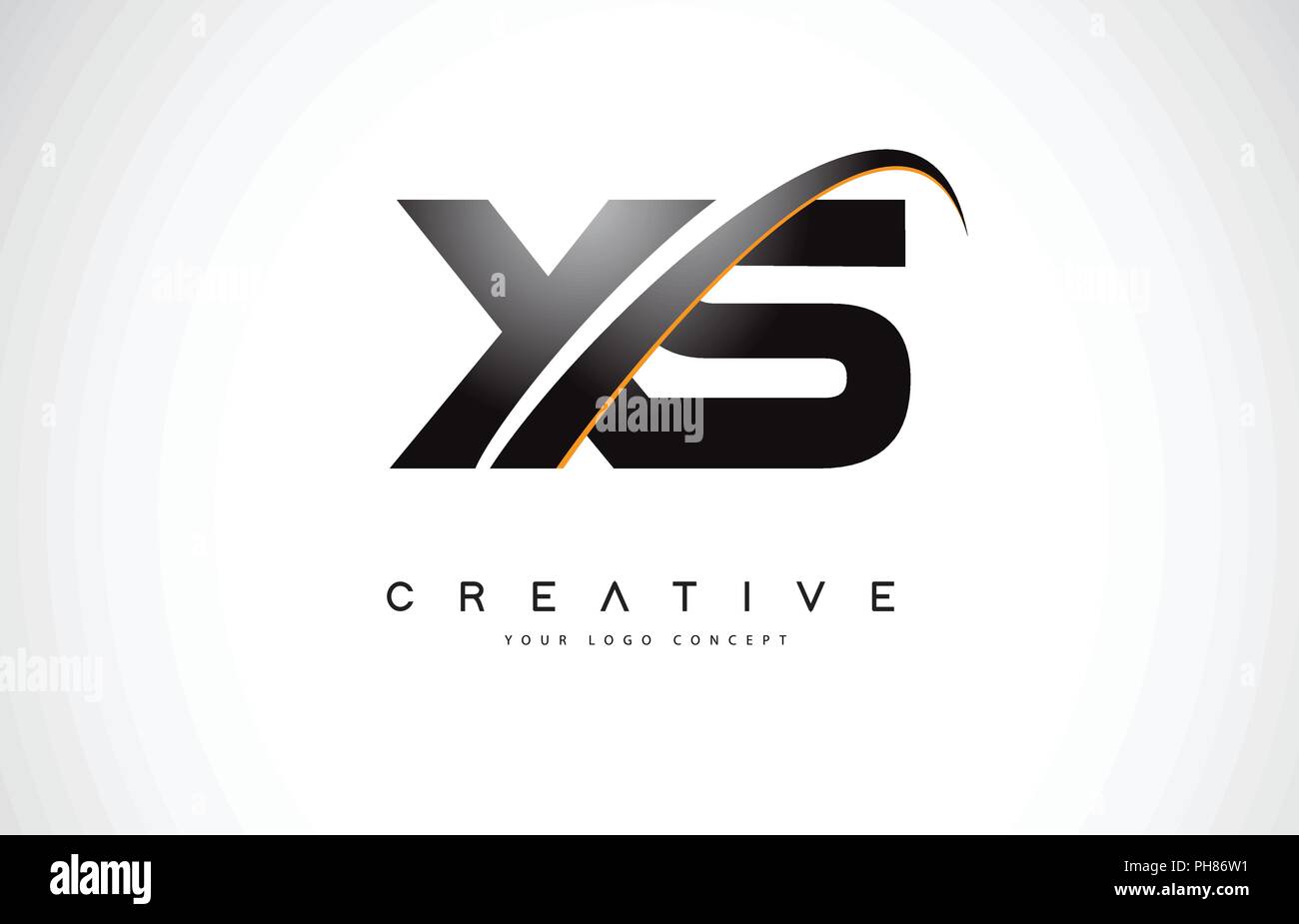XS X S Swoosh Letter Logo Design with Modern Yellow Swoosh Curved Lines ...