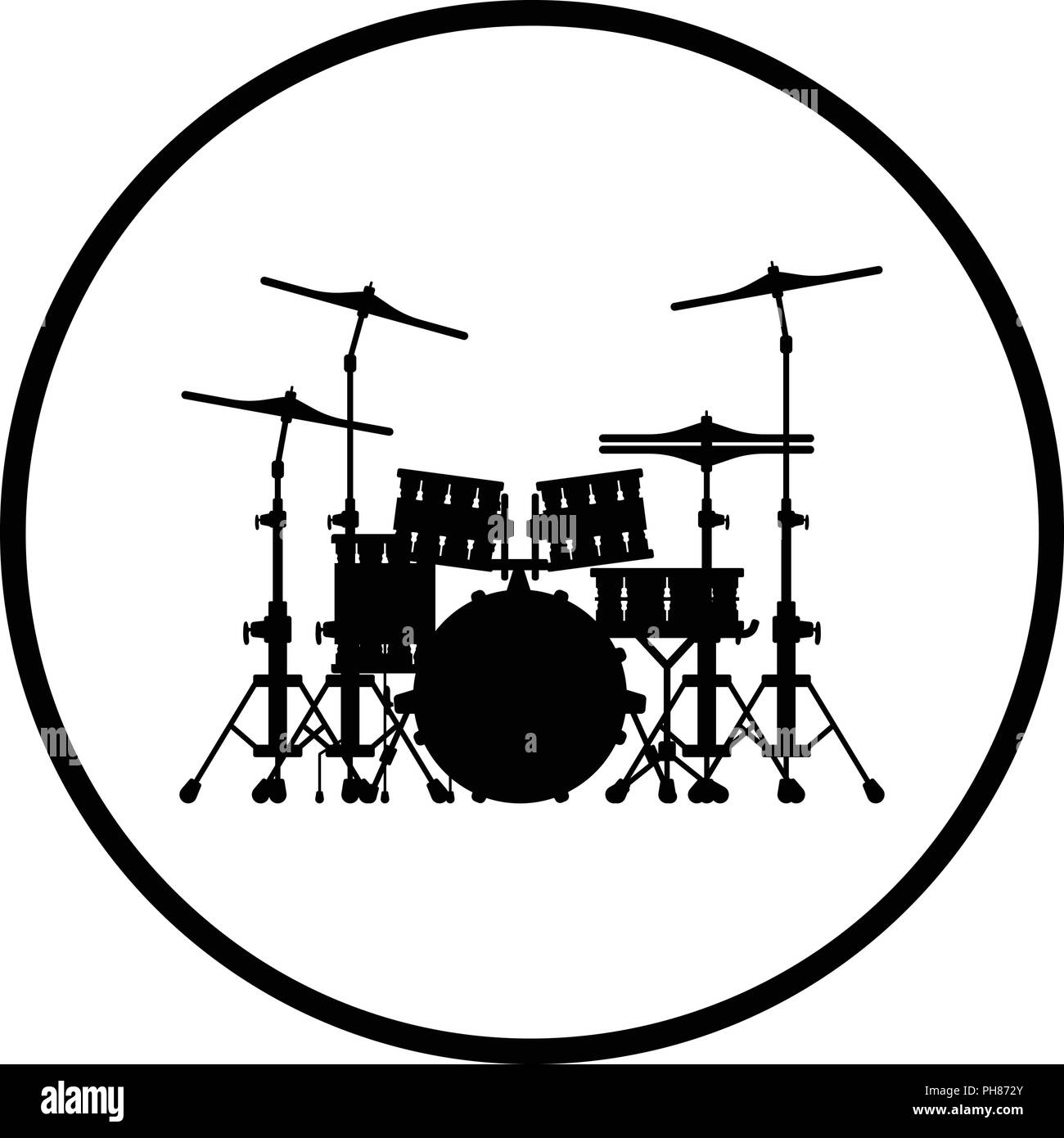 Drum set icon. Thin circle design. Vector illustration Stock Vector