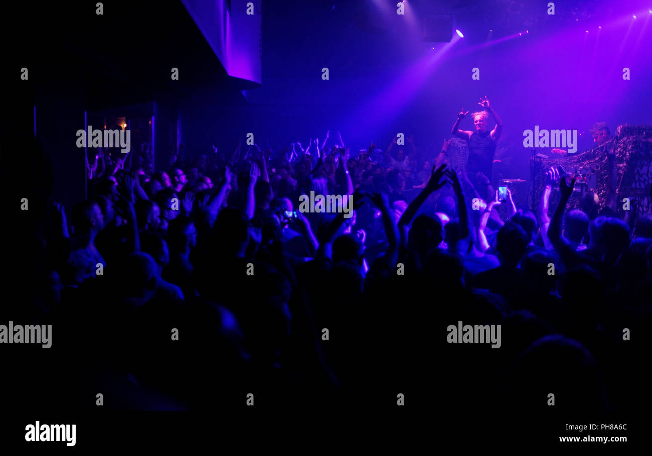 Bill Leeb, lead vocalist of Canadian electroindustrial music band Front Line Assembly, performs