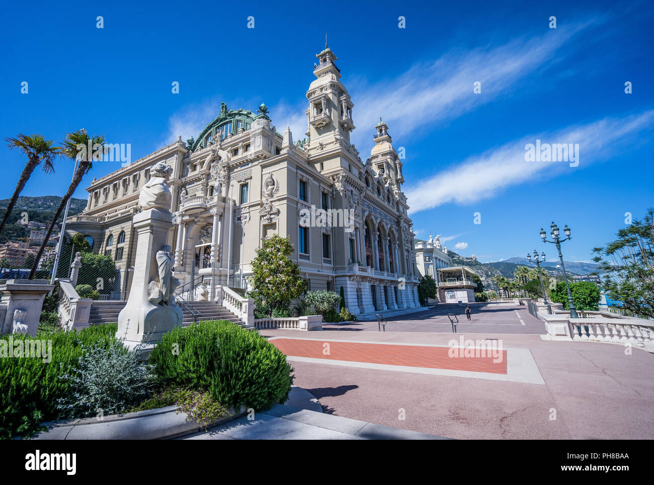 Monte Carlo Casino is a gambling and entertainment complex located in Monaco. It includes a casino, the Grand Théâtre de Monte Carlo, and the office. Stock Photo