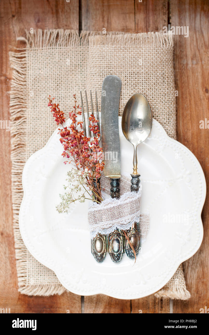 Autumn Table Setting Decor Of Leaves And Pumpkin A Festive