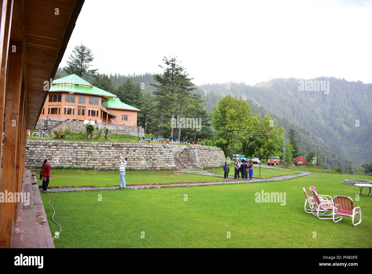 Serene and beautiful Shogran. Situated on a hill top with very pleasant weather and lovely environment. Quite place to send time with dear ones. Stock Photo