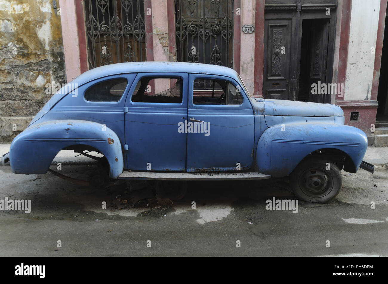 Old american car in Cuba. Stock Photo