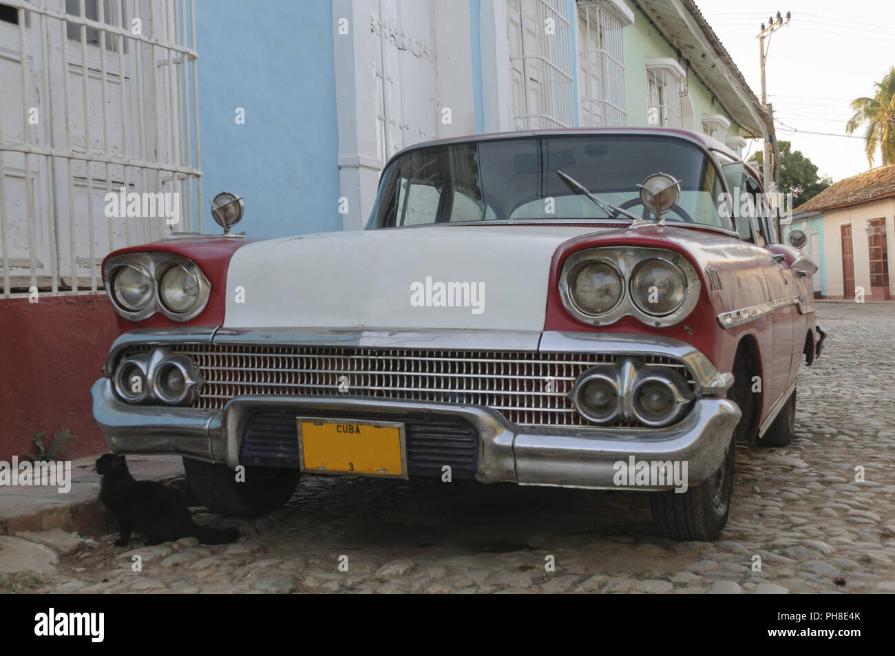 Old american car in Cuba. Stock Photo