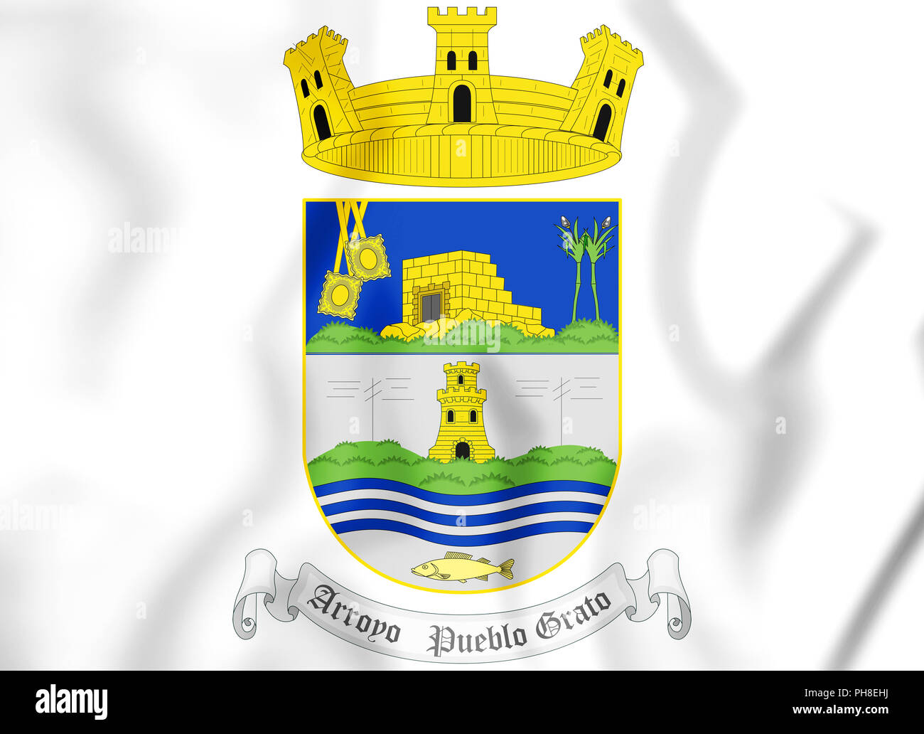 3D Arroyo coat of arms, Puerto Rico. 3D Illustration Stock Photo Alamy