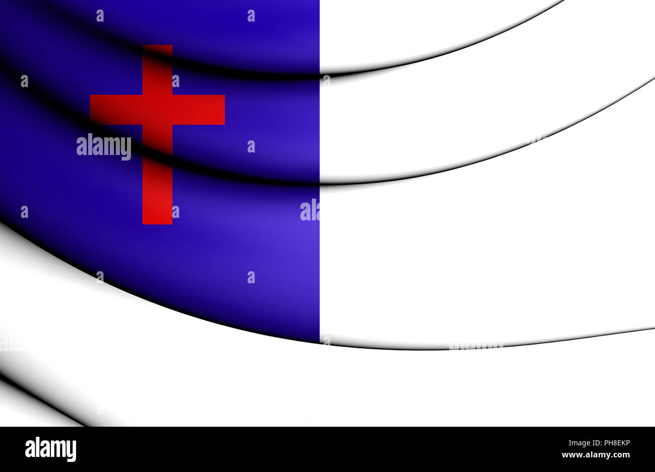 3D Christian Flag. 3D Illustration. Stock Photo