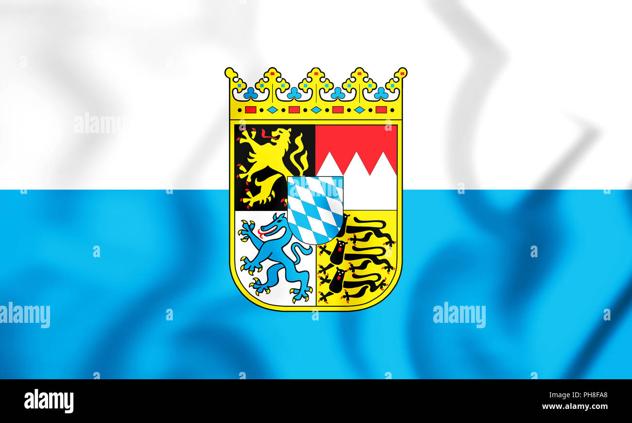 3D Flag of Bavaria, Germany. 3D Illustration. Stock Photo