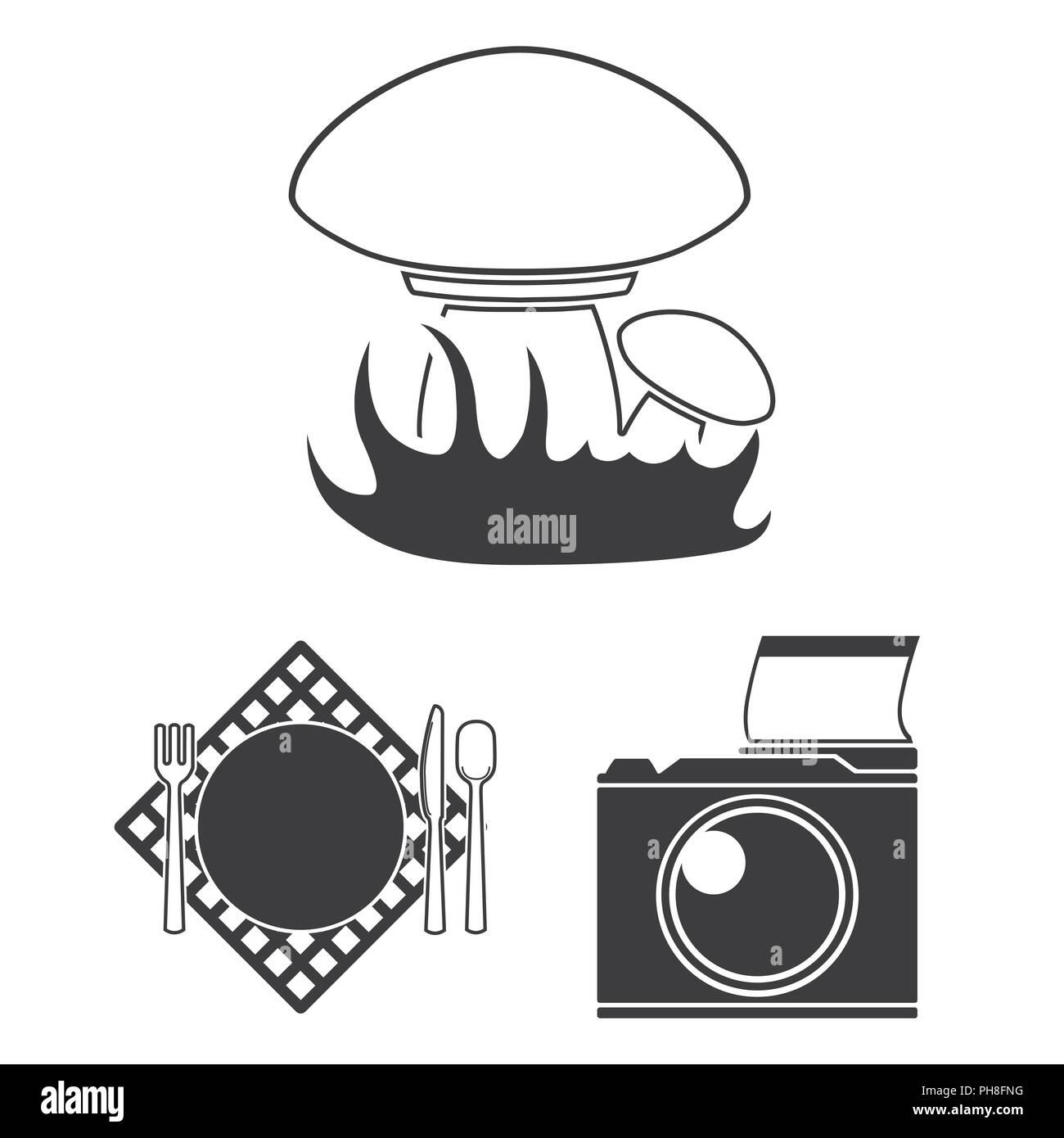 Picnic and equipment black icons in set collection for design. Picnic ...