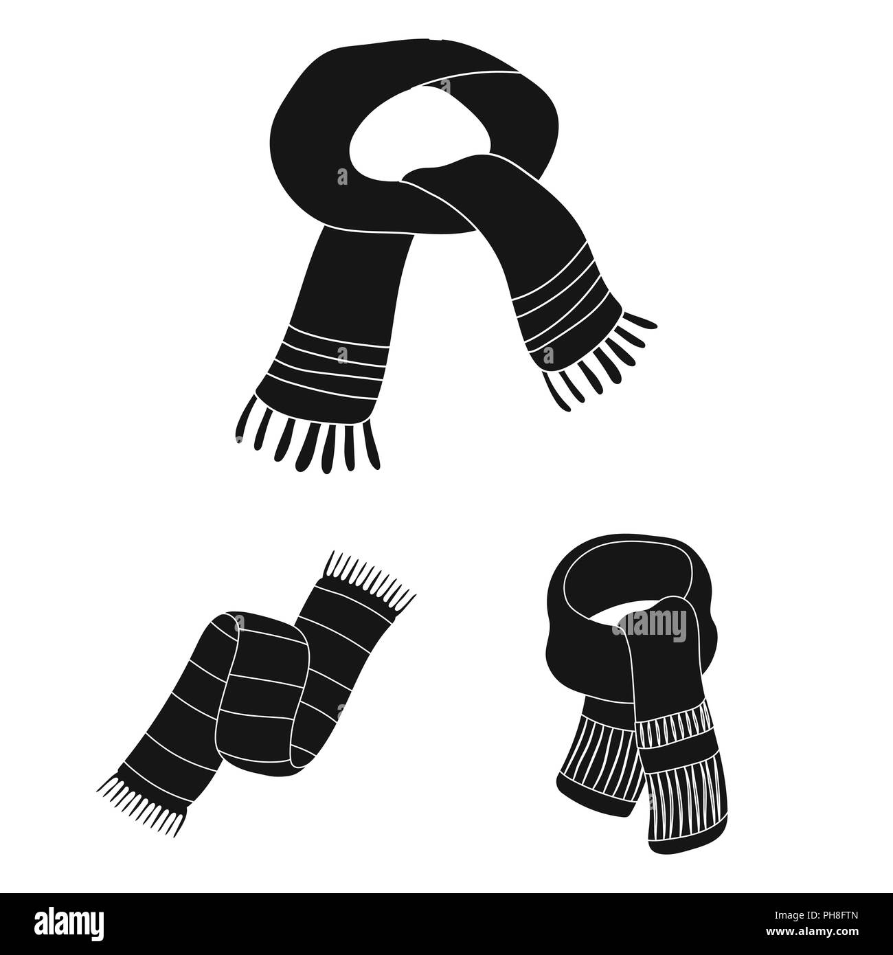 Scarf and Shawl black icons in set collection for design.Clothes and