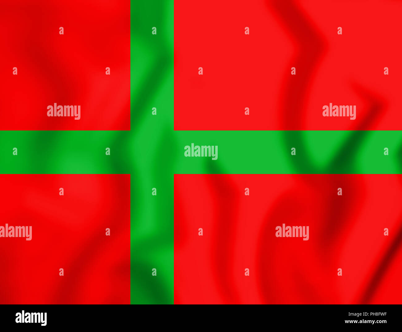 3D Flag of Bornholm, Denmark. 3D Illustration. Stock Photo