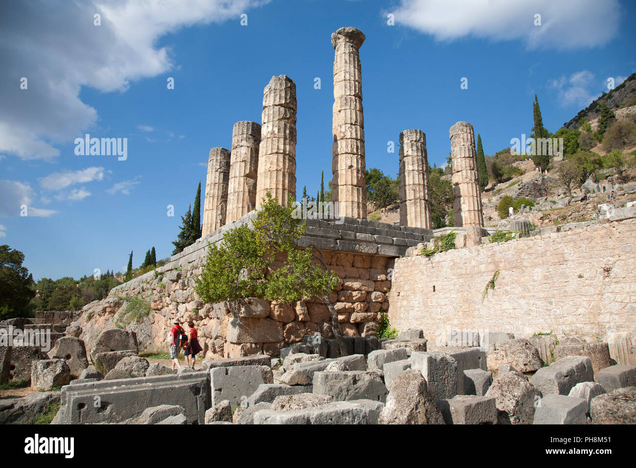 Temple of Apollo, Sanctuary of Apollo, Delphi archaeological site, Sterea Hellas, Greece, Europe Stock Photo