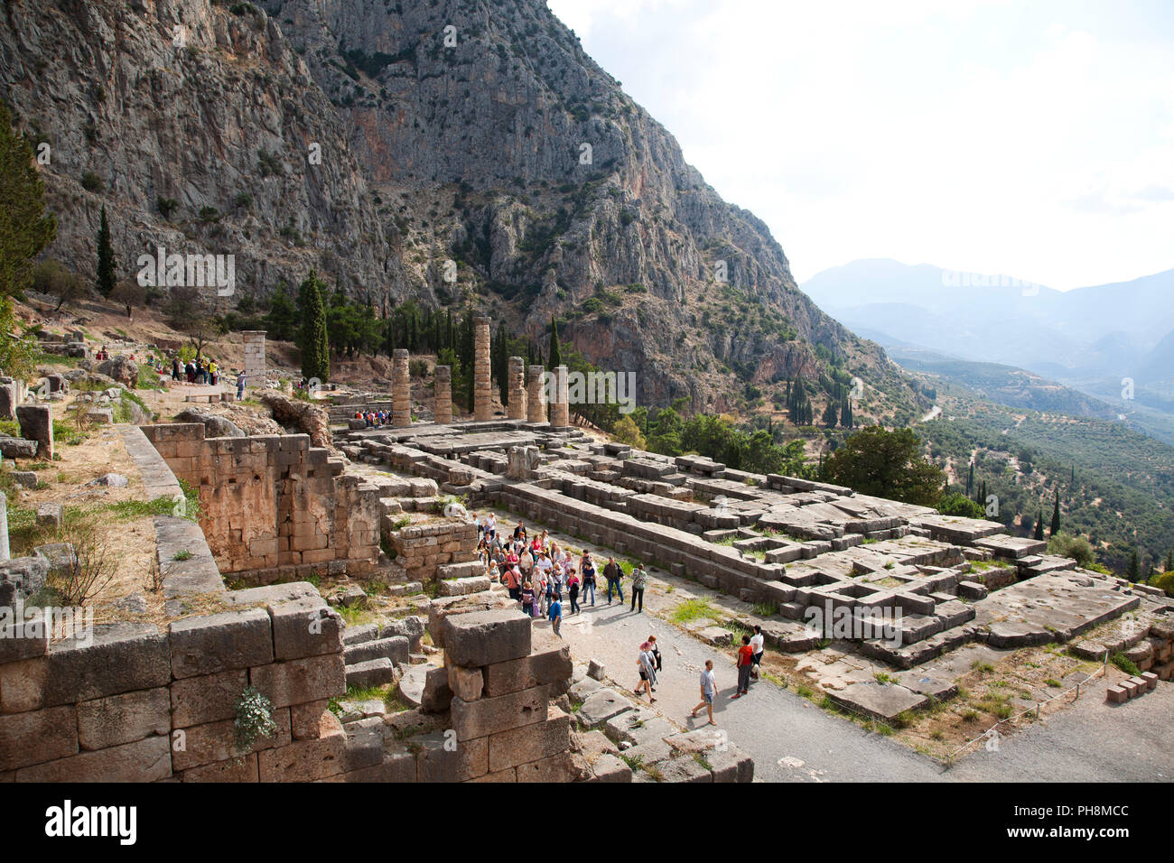 Temple of Apollo, Sanctuary of Apollo, Delphi archaeological site, Sterea Hellas, Greece, Europe Stock Photo