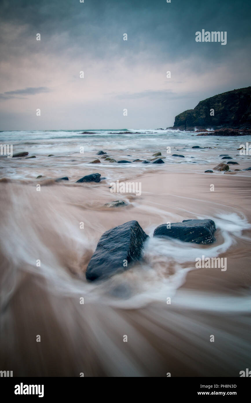 Waves on Cornwall Beach Stock Photo