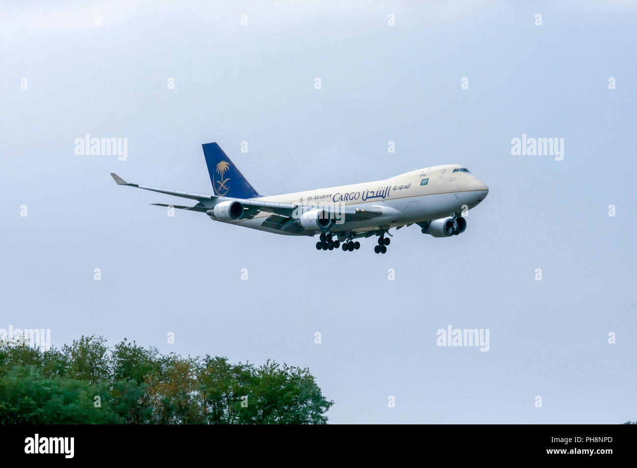 Saudi Arabian Cargo Boeing 747-400F (TF-AMU) at Malpensa (MXP / LIMC), Milan, Italy Stock Photo