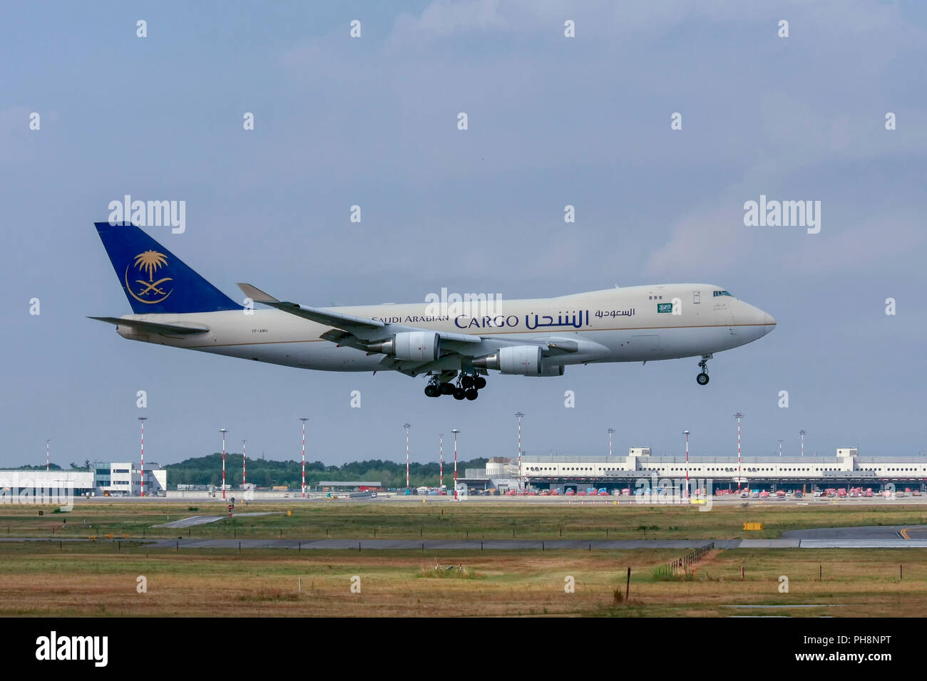 Saudi Arabian Cargo Boeing 747-400F (TF-AMU) at Malpensa (MXP / LIMC), Milan, Italy Stock Photo