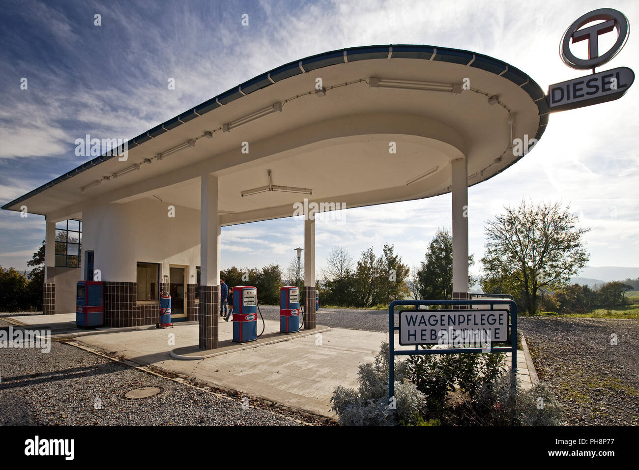 historic gas station, open air museum, Detmold Stock Photo Alamy