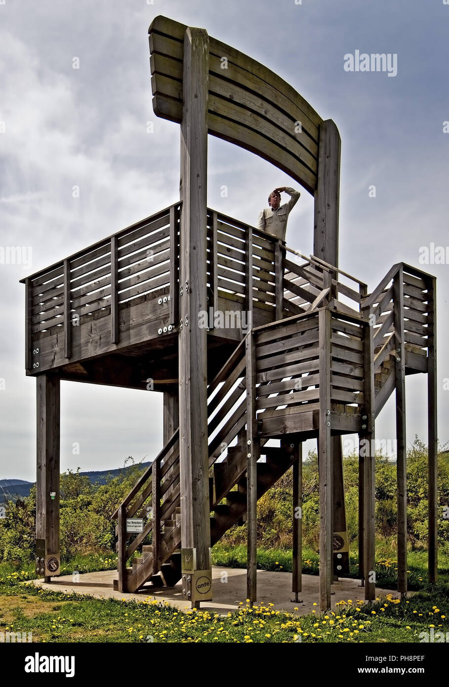 observation tower in form of a chair, Hallenberg Stock Photo
