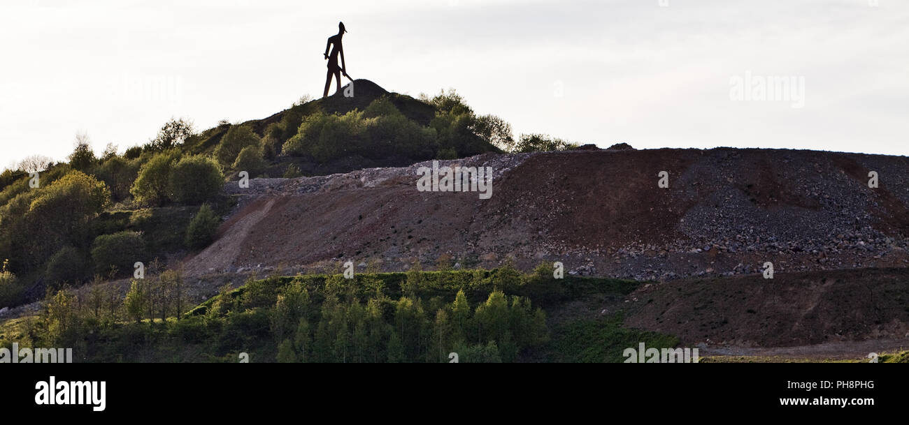 sculptur ironmen, stone quarry, Brilon Stock Photo