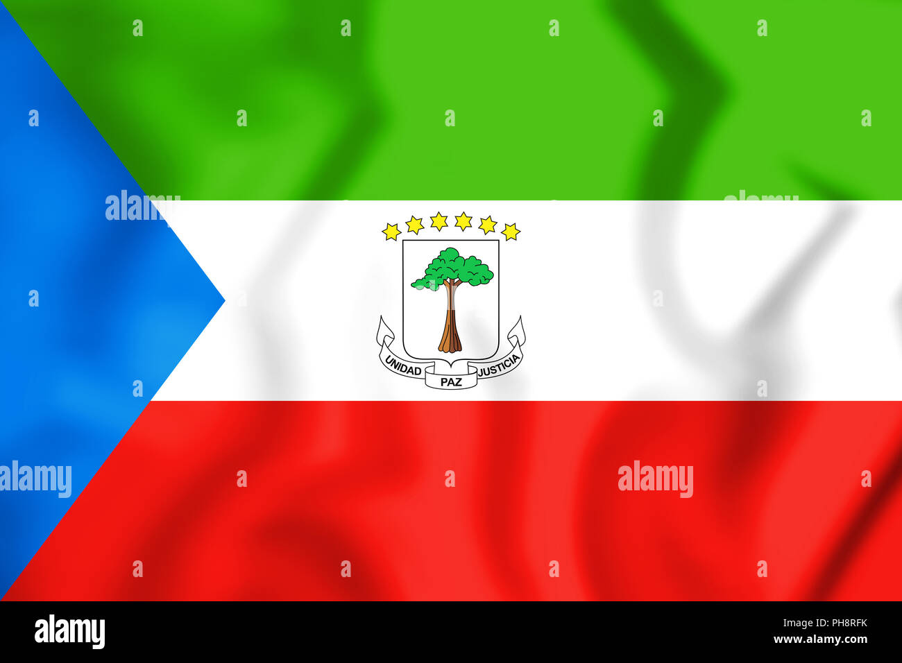 3D Flag of Equatorial Guinea. 3D Illustration. Stock Photo