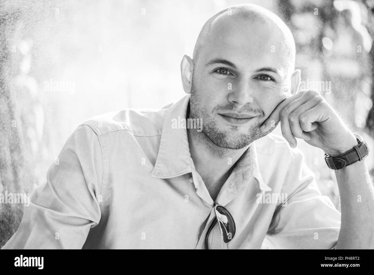 fashionable male model looking at the camera Stock Photo