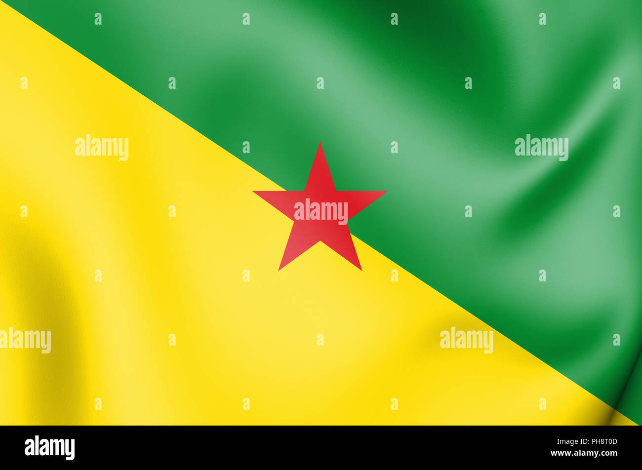 3D Flag of French Guiana. 3D Illustration. Stock Photo