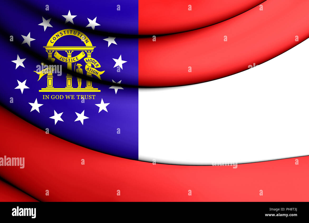 3D Flag of Georgia, USA. 3D Illustration. Stock Photo