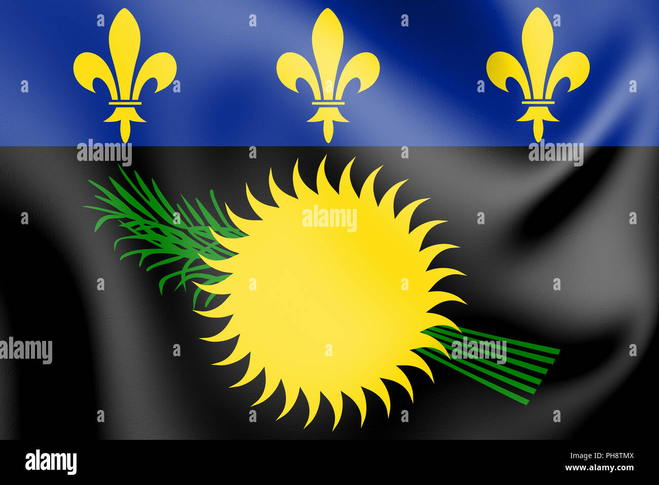 3D Flag of Guadeloupe. 3D Illustration. Stock Photo