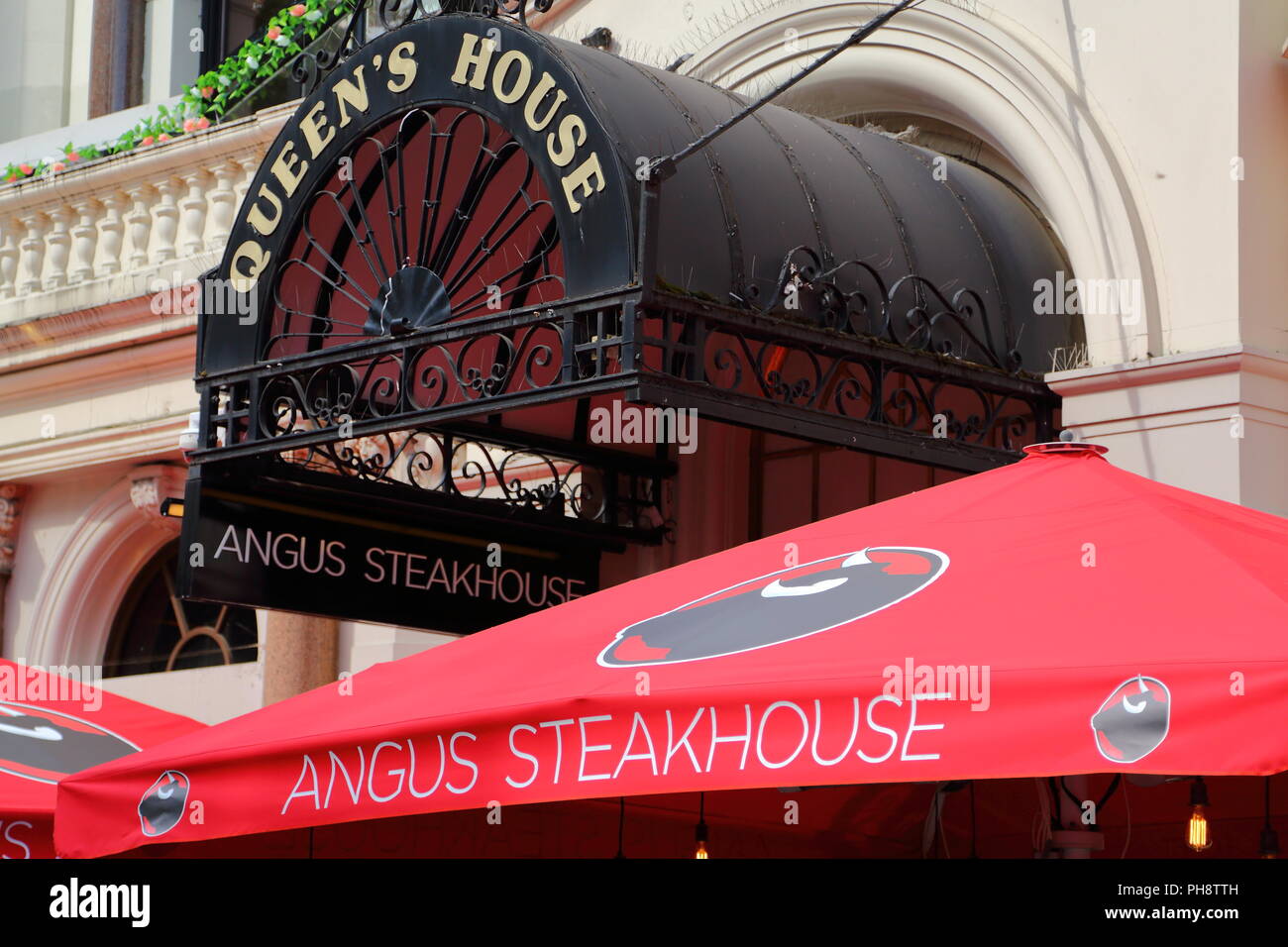 Angus Steakhouse entrance at Leicester Square, London, UK Stock Photo