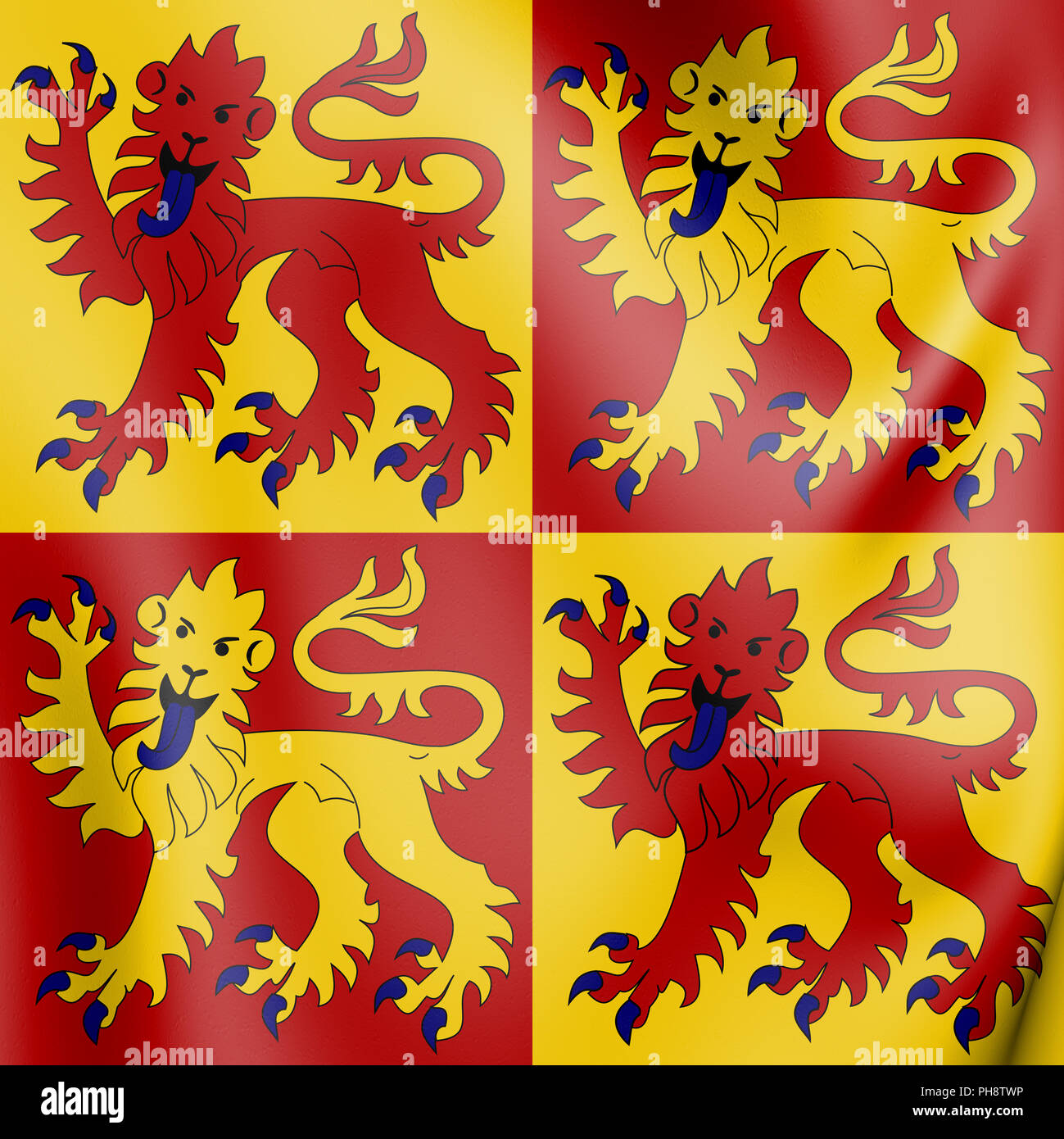 3D Flag of Gwynedd, Wales. 3D Illustration. Stock Photo