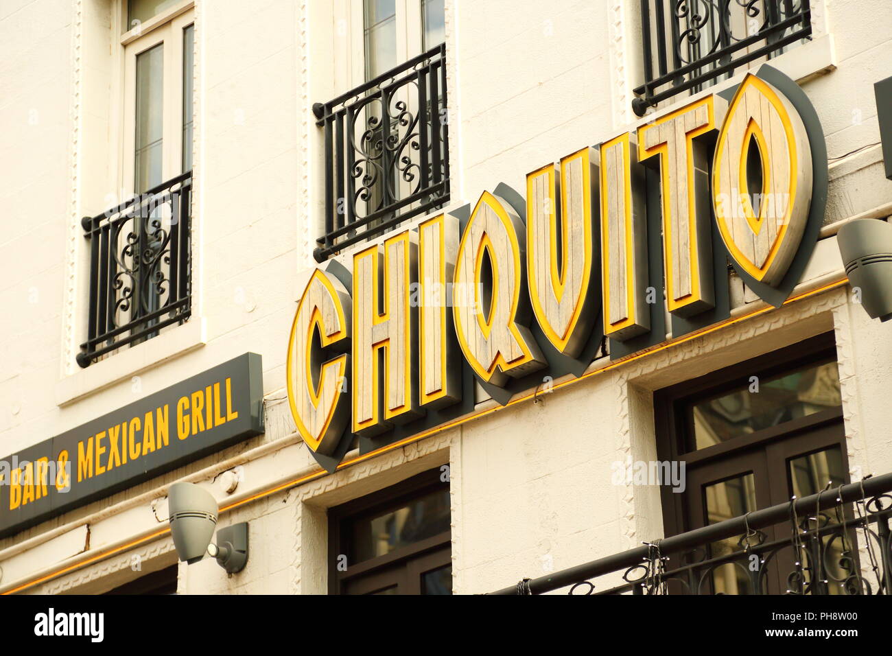 Chiquito sign at Leicester Square, London, UK Stock Photo