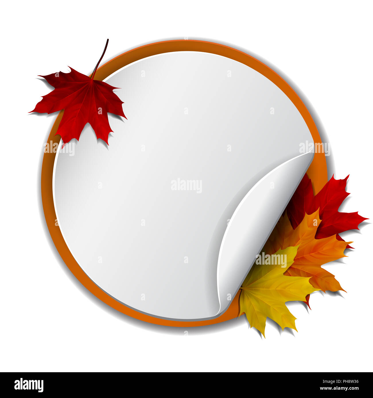 Round banner with autumn leaves Stock Photo