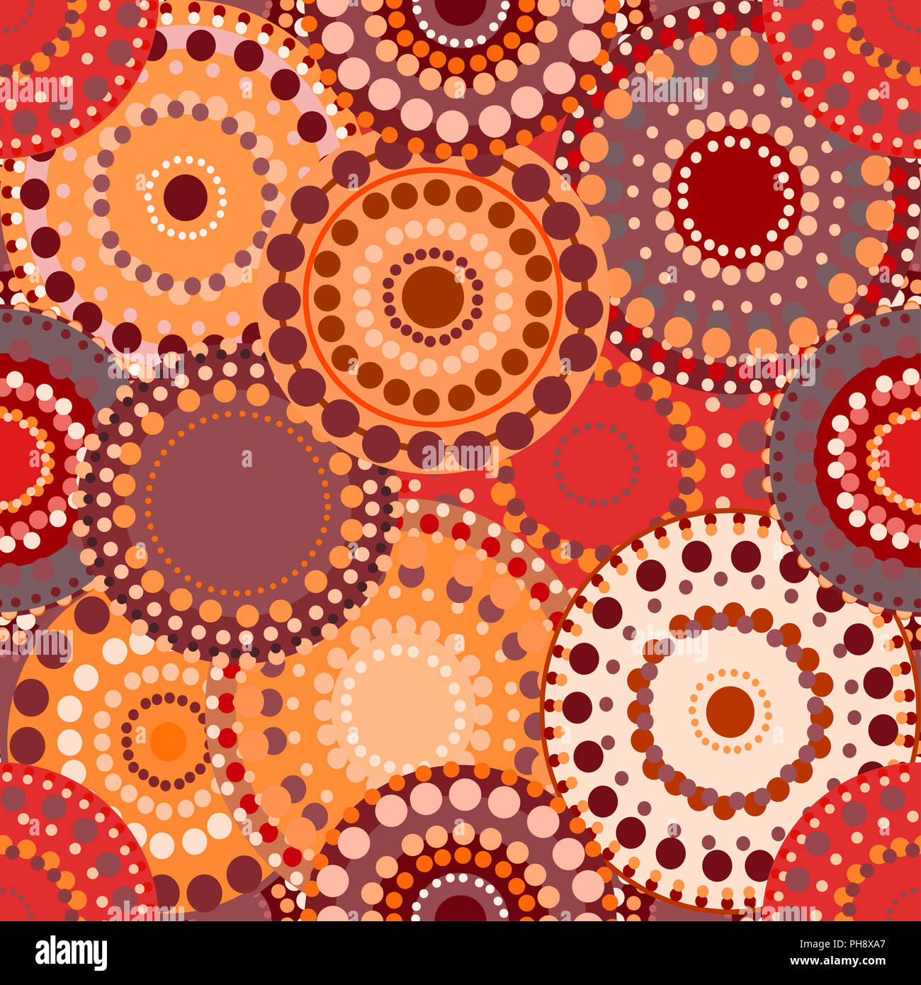 Redish Orange Color Pattern Seamless retro pattern with vivid colorful red orange painted ci Stock ...