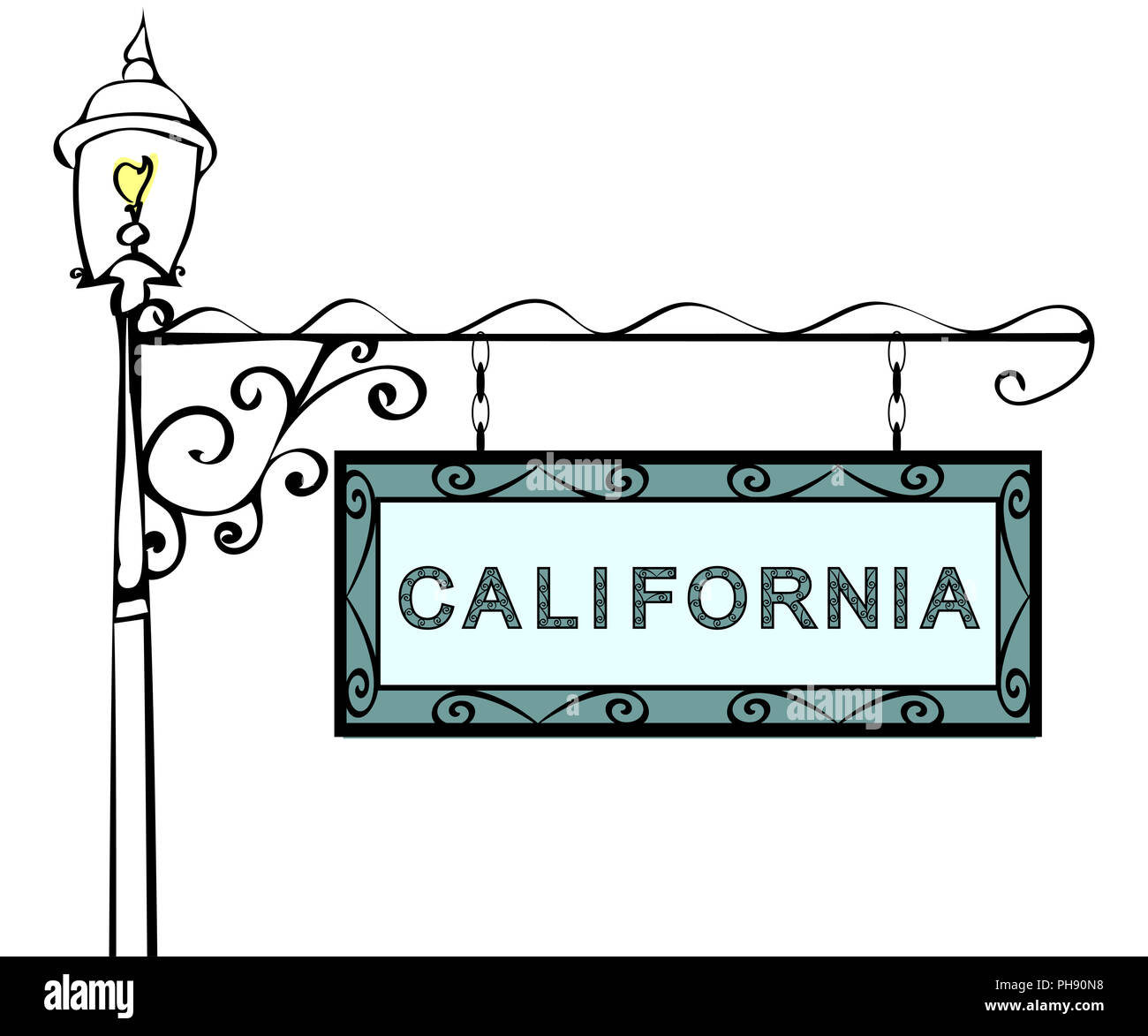 California retro pointer lamppost. Stock Photo